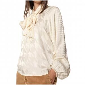 NEW MOS MOSH houndstooth saloni alia blouse in cream